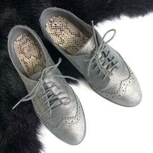 Gianni Bini Metallic Silver Brogue Flats